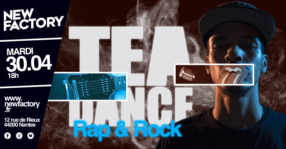 Poster for a Teadance party under the theme of rap-rock