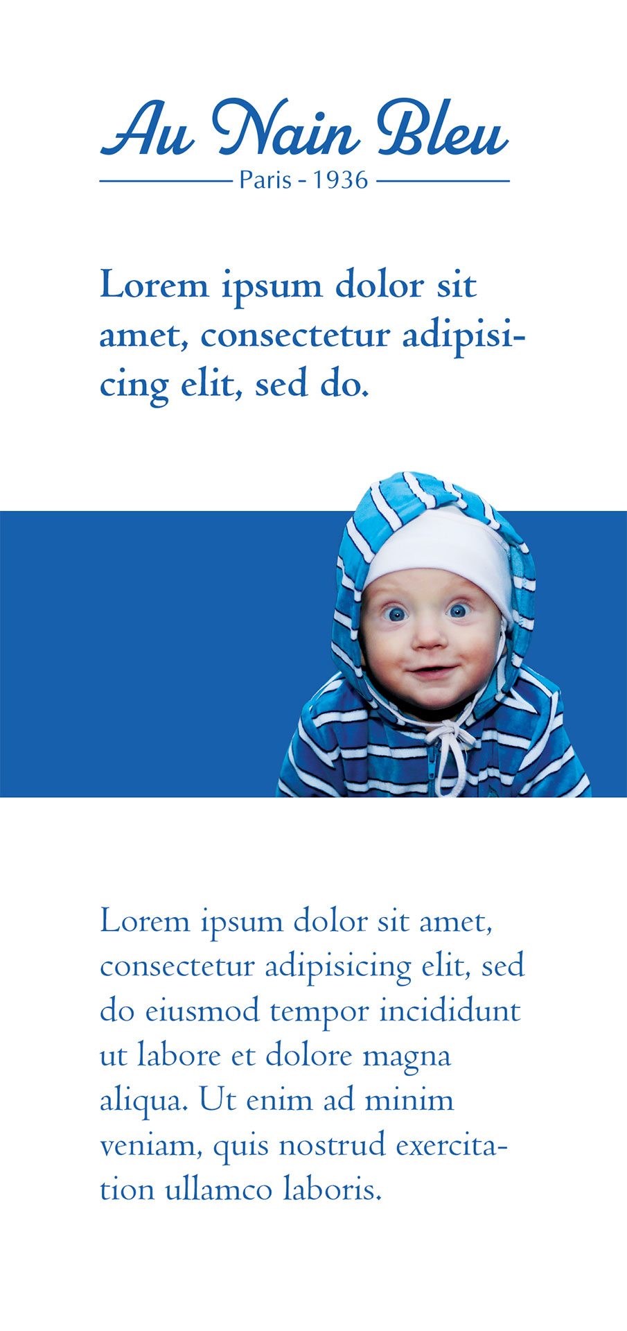 Example of a flyer for the brand Au Nain Bleu