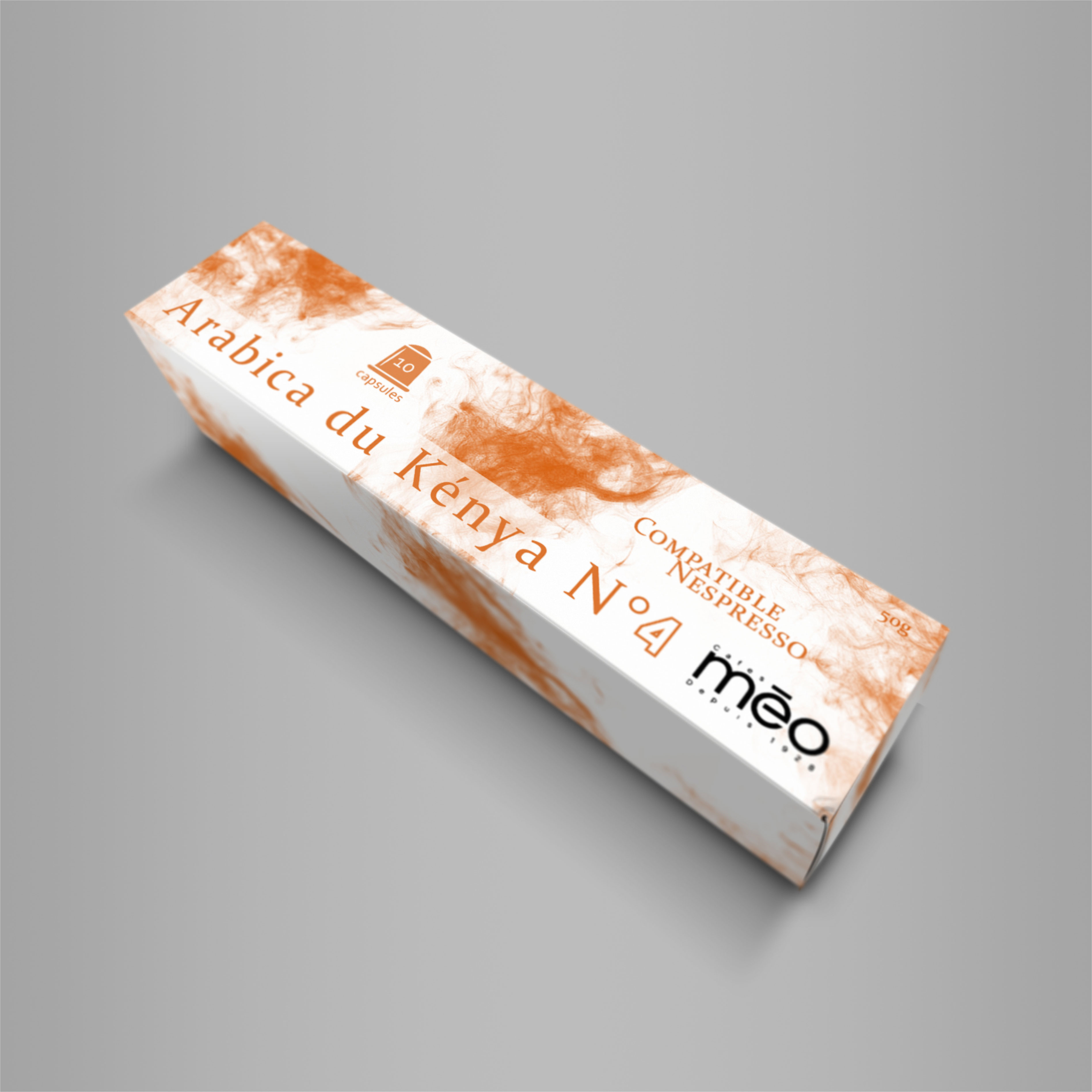 Mockup of coffee packaging creation for the Meo brand