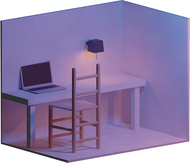 Rendu du bureau d'une chambre en 3D
